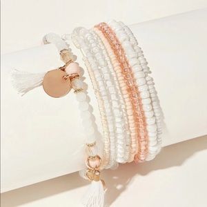 Tassel & Disc Decor Beaded Bracelet 9pcs